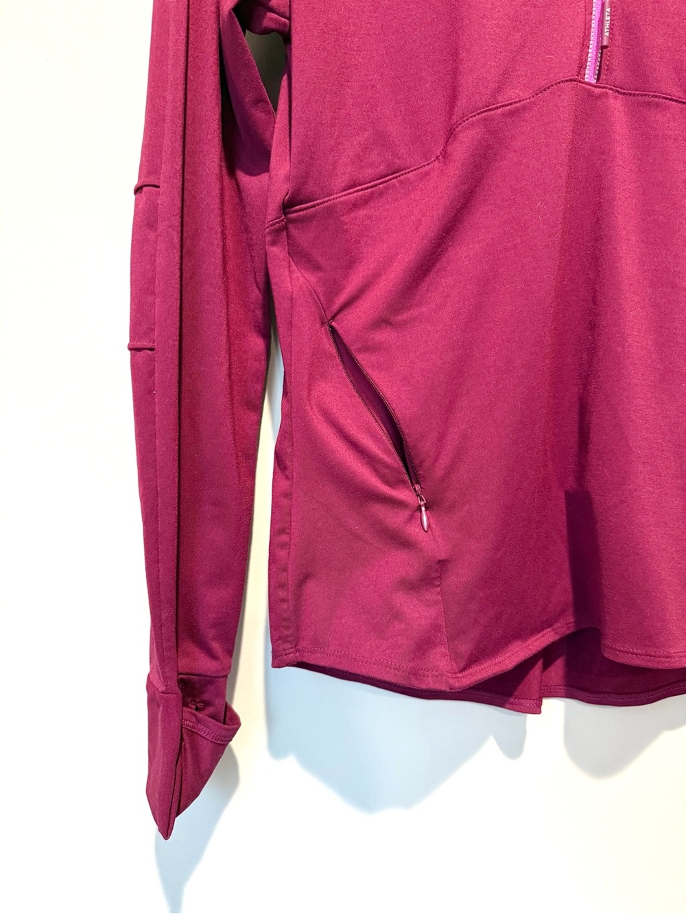 Athleta Malibu Hike Half-Zip Performance Pullover in Wine/Burgundy - Picture 3 of 4